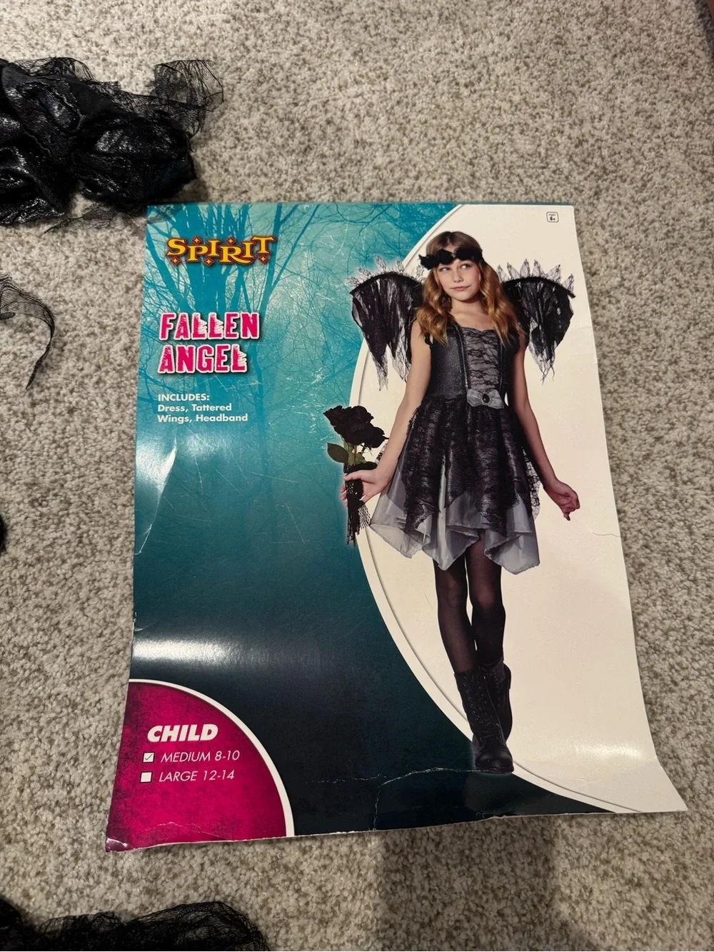Spirit Halloween Fallen Angel Gothic Costume Dress Wings Headband Child